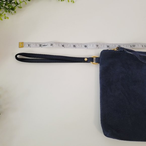 Banana Republic navy blue Italian suede leather fringe pouch - Picture 10 of 11